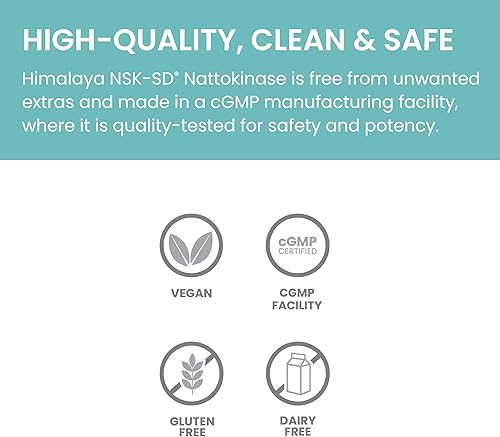 Miniatura 5 de Himalaya NSK-SD Nattoquinasa, 2000 FU, suplemento dietético para una circulación saludable, vegano, extracto de natto sin gluten, 100 mg, 60