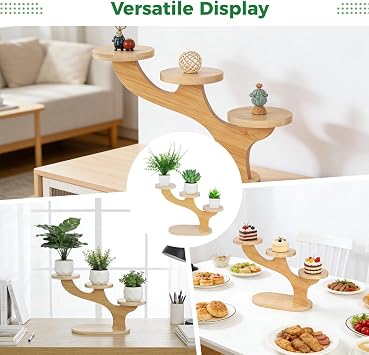 3-tier Plant Stand Indoor, Window Plant Shelves, Creative Tree Branch Wooden Plant Shelf, Small Plant Stand, Desktop Flower Shelf Holder for Window Sill, Living Room, Office