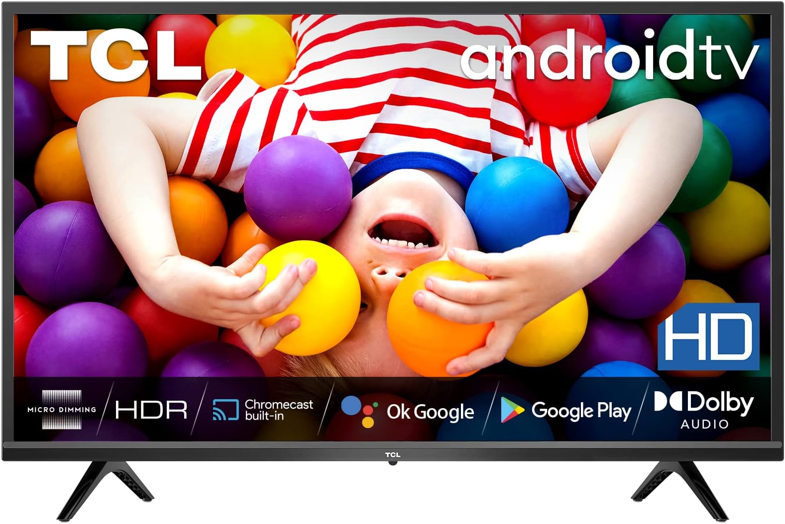 TCL 32S5209K - 32-inch HD Smart Television with Android TV - HDR & Micro Dimming - Compatible with Google Assistant, Chromecast & Google Home, Slim Design