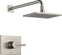 Vista 1 de Delta Vero 14 Series Rain Shower Faucet Set, Brushed Nickel Shower Head and Handle Set, Valve Trim Kit, Stainless T14253-SS-WE (Valve Not Included)