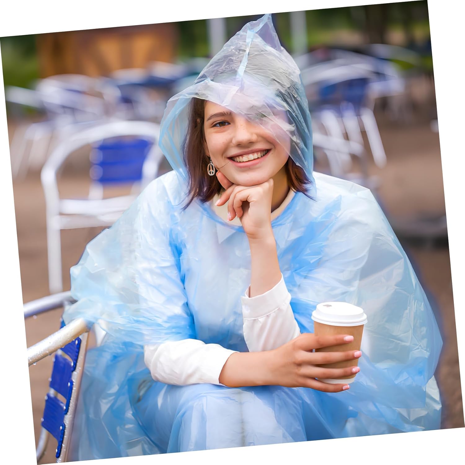 10sets Rain Ponchos Hood Women Raincoat Emergency Survival Poncho Rain Jacket for Traveling and Camping