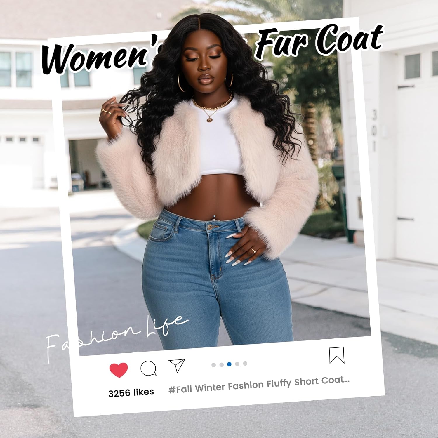 Fur Coats For Women,Plus Size Cropped Faux Fuzzy Jacket Fluffy Fall Coat. - Image 3