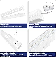 Vista 3 de ANTLUX Lámpara LED de tienda de 8 pies, tira de luz LED de 110 W, 12200 LM, 6000 K, luces lineales LED de 8 pies, iluminación LED enlazable