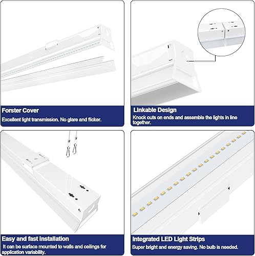 Miniatura 3 de ANTLUX Lámpara LED de tienda de 8 pies, tira de luz de 110 W, 12200 LM, 5000 K, luces lineales LED de 8 pies, iluminación LED enlazable para taller