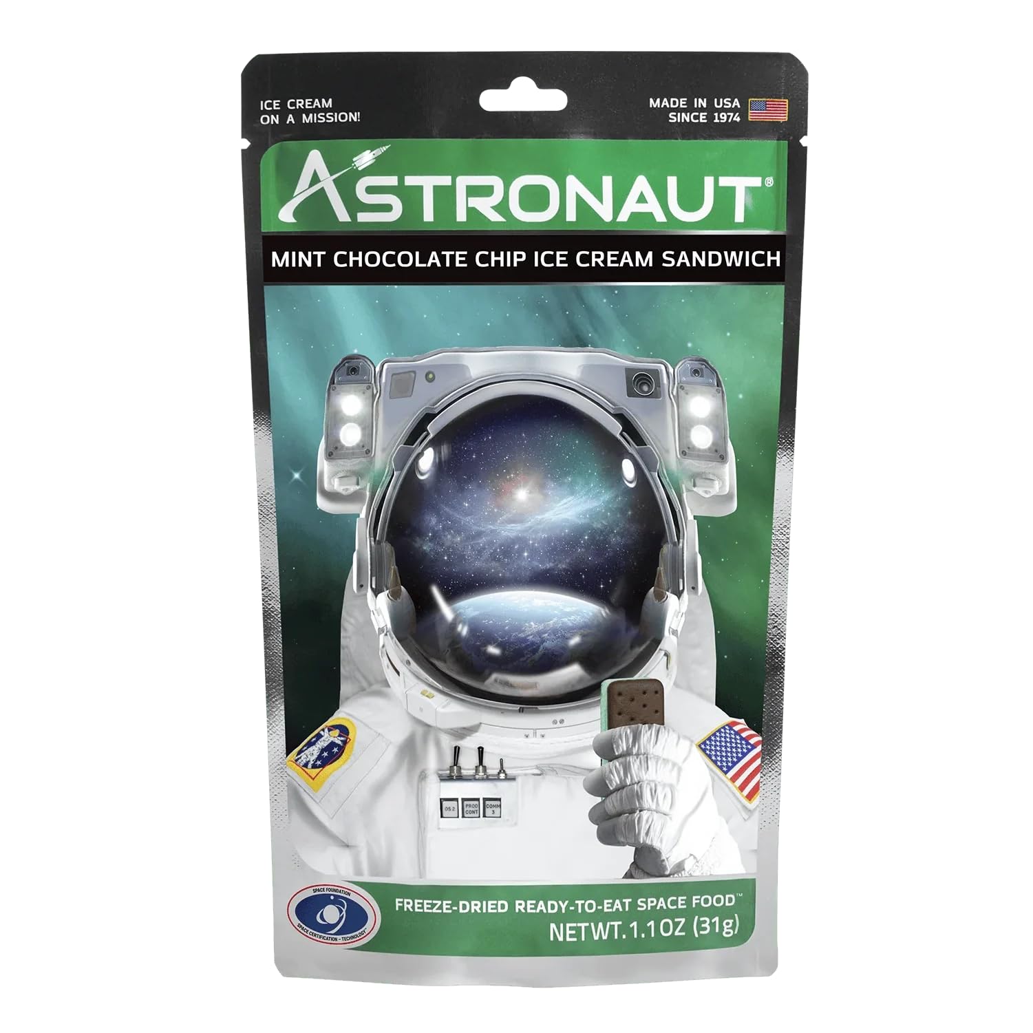 Astronaut Foods Mint Choc Chip Ice Cream Sandwich