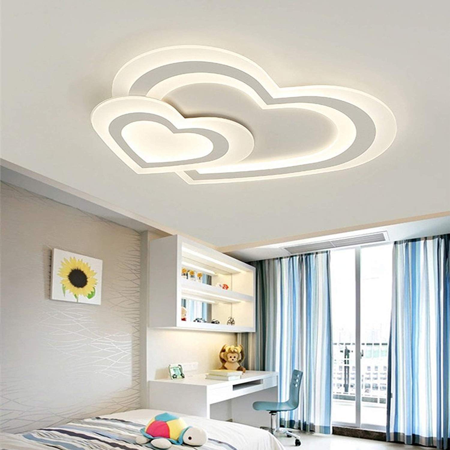 LED Deckenleuchte Mit Herz & Flügel Design - Dimmbar, Fernbedienung - Für Kinderzimmer, Wohnzimmer