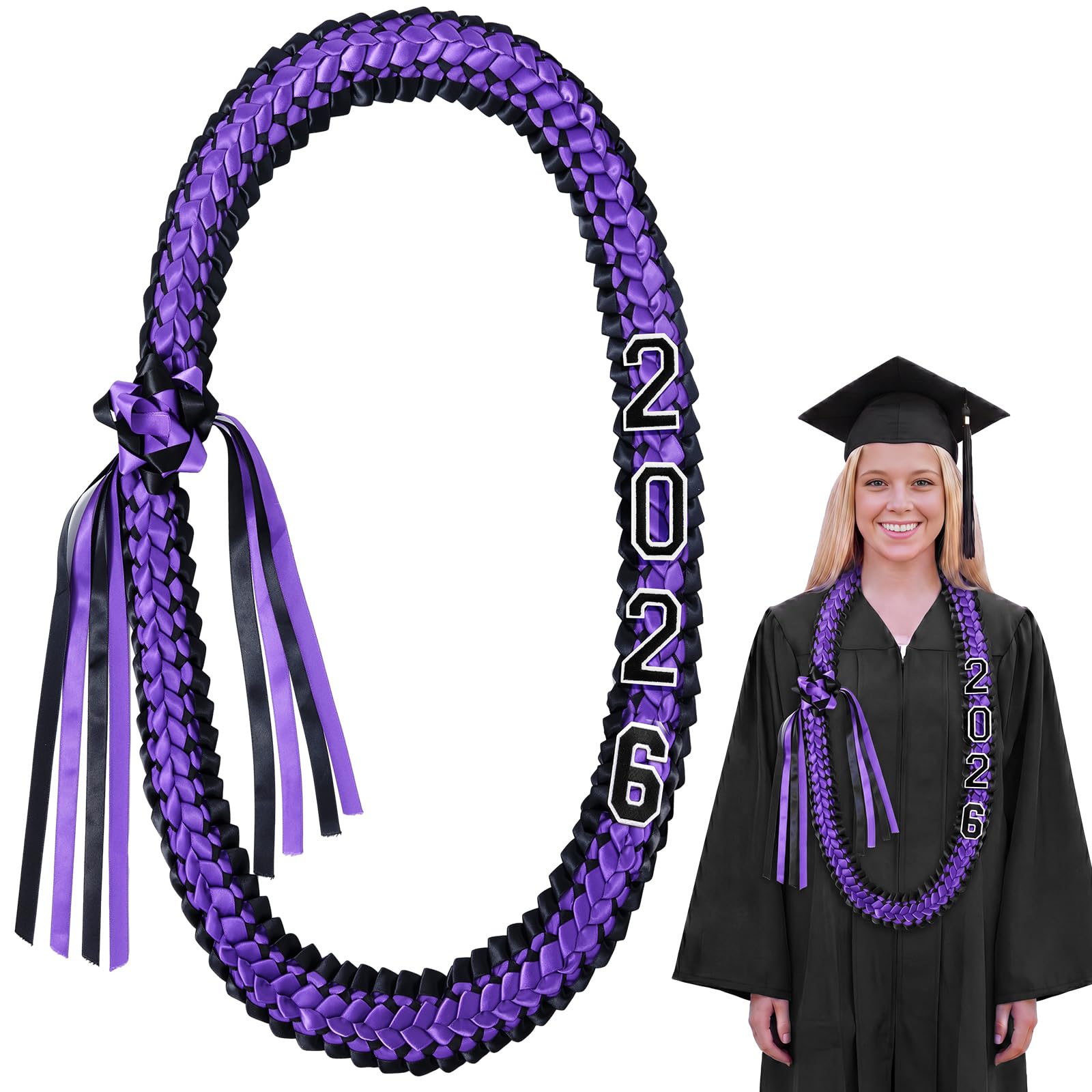 Silk Graduation Leis 2023 le cadeau idéal avec patchs brodés pour diplômés du lycée