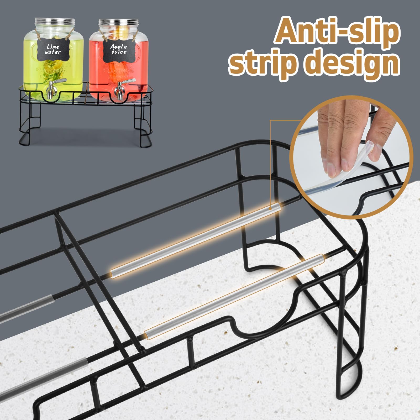 DD&HAPP Getränkespender aus Glas für Partys, 2 Stück, 4,8 l Getränkespender, Glas-Getränkespender mit Ständer und Edelstahl-Zapfhahn, 100 % auslaufsicher. Limonadenspender mit Eiszylinder.