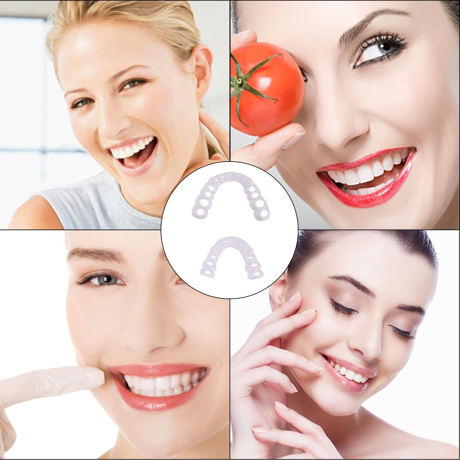 Wttfc Dentier Provisoire,2 Paires Faux Dentier,ProthèSes à Facettes RéGlables,Facette Dentaire CosméTique,Amovible Placages Fausses Dents Haut Et Bas Temporaires pour Hommes Et Femmes
