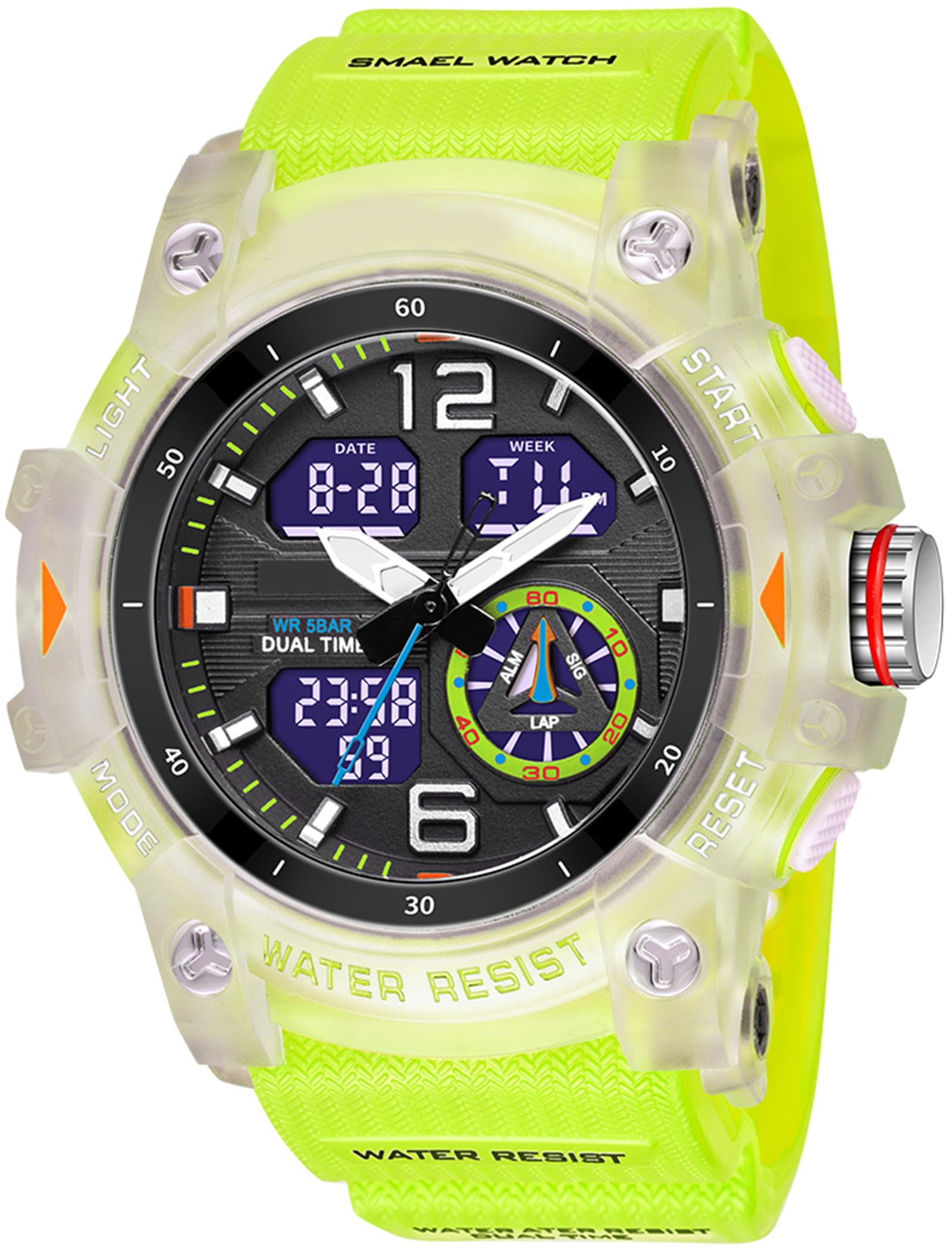 findtime Reloj militar para hombre digital y analógico, resistente al agua, deportivo, LED, reloj digital, calendario, despertador, cronómetro, con pulsera, relojes tácticos, hombres al aire libre