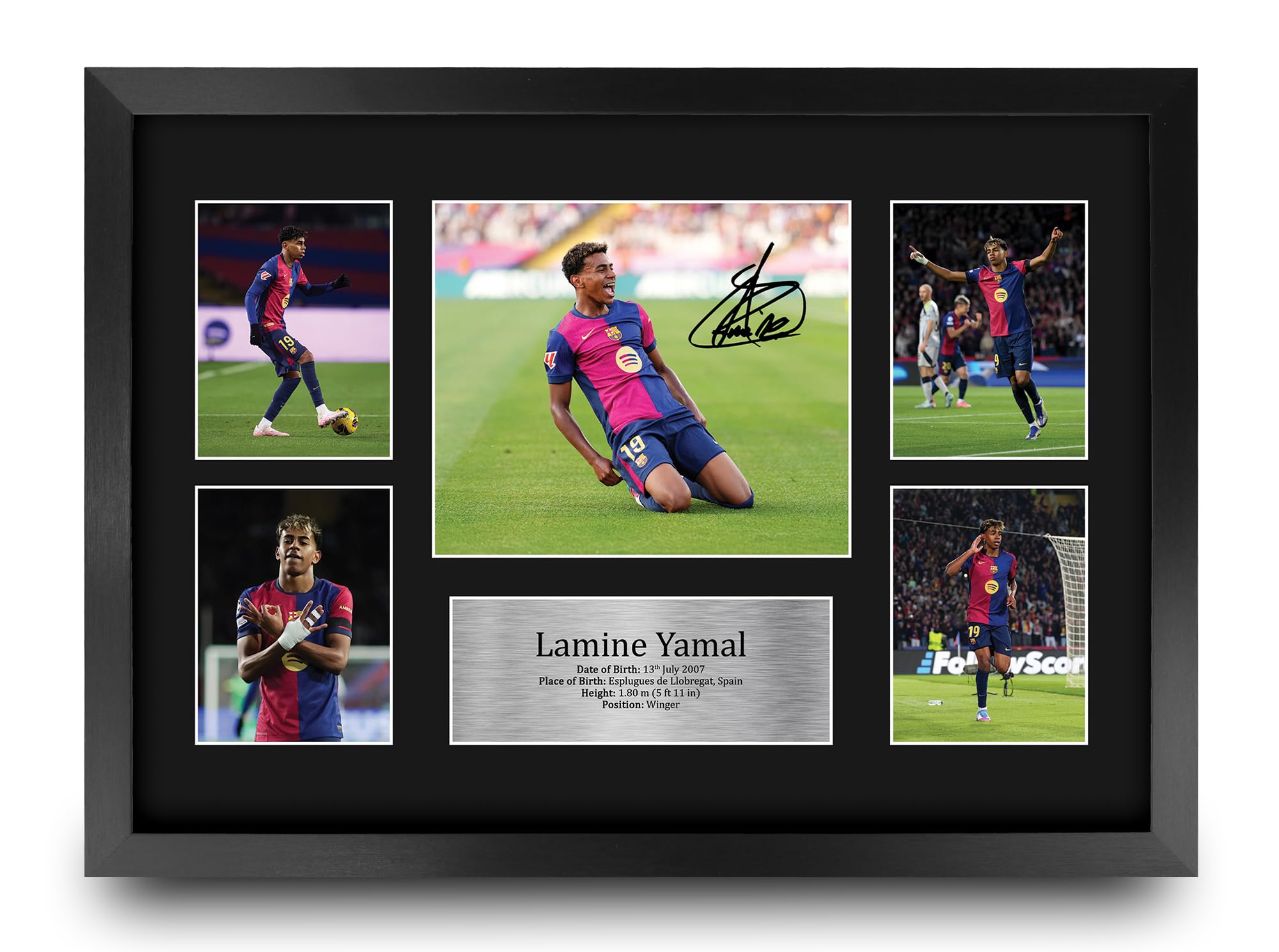 HWC Trading Lamine Yamal Barcelona Printed Memorabilia Signed Autograph Photograph Display for Football Fans and Supporters - A3 Framed