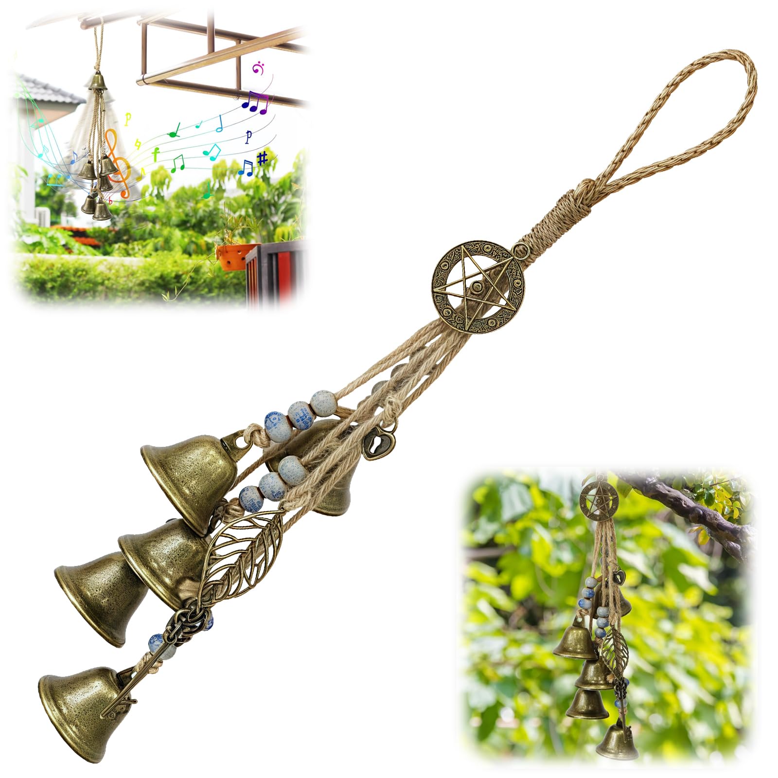 Campane da giardino con campane a vento per esterni, in metallo, per interni ed esterni, veranda e decorazione per la casa