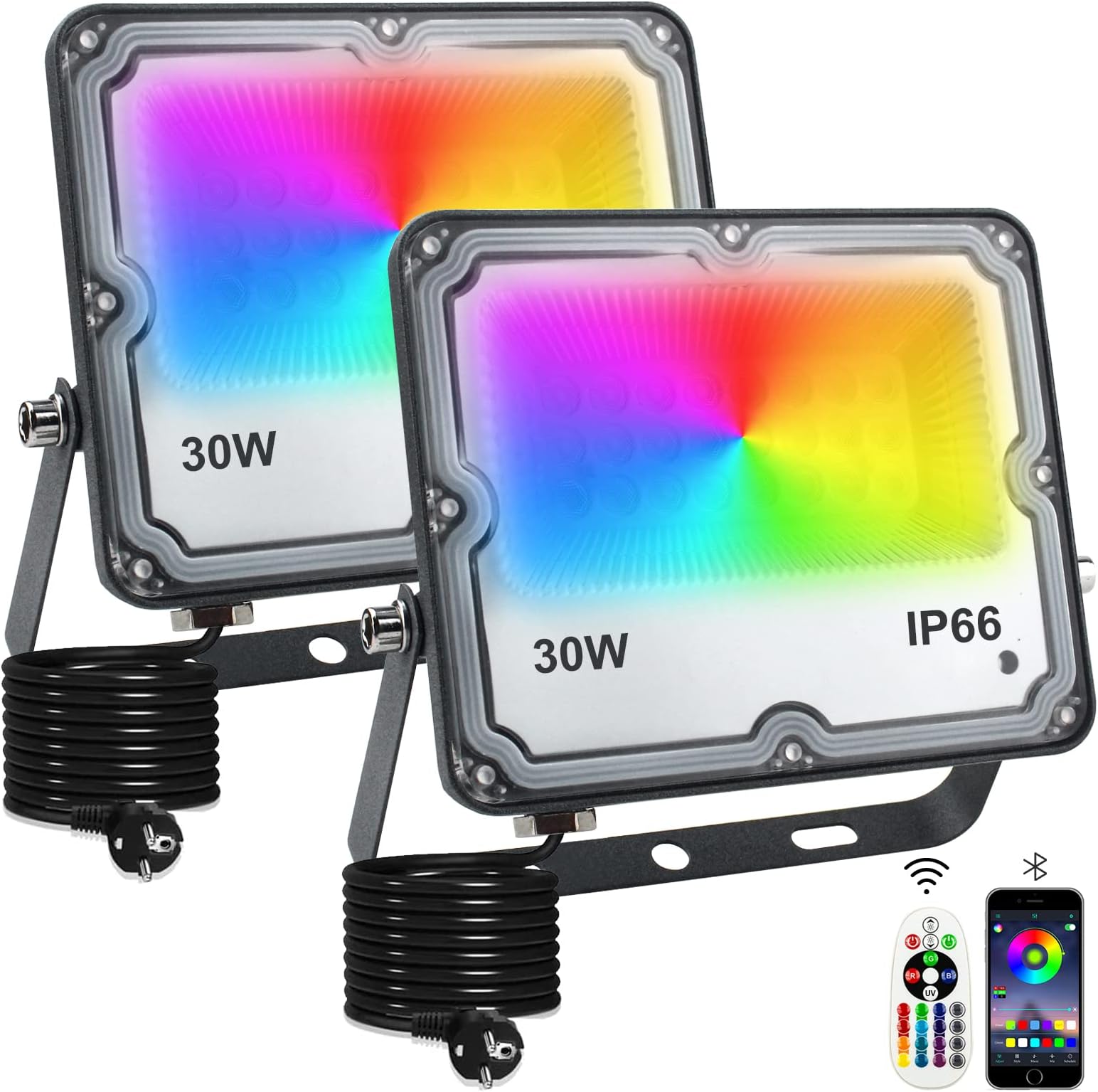 Lot De 2 Projecteur RVB IP67 Extérieur Projecteurs à Changement De Couleur A Exterieur 50w 91405825