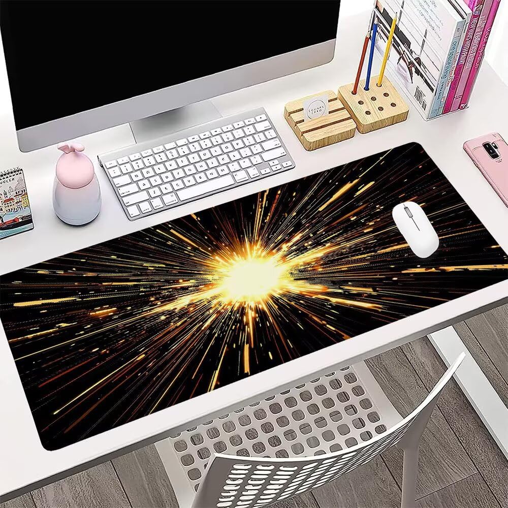 Alfombrilla de Mouse para Juegos, Nero, XXL, Antideslizante, Impermeable, Diseño de Astratto, Extendido, Grande, 1200x600x3mm, para PC, Laptop, Ufficio, Famiglia d-310