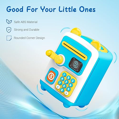 Miniatura 6 de Afuosy Alcancía para niños y niñas, caja de dinero electrónica, pergamino automático de papel para cajero automático, caja de dinero en efectivo con