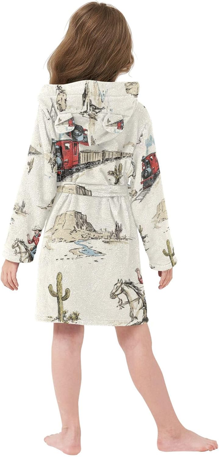 Bathrobe Hooded PJ Robe Soft Fleece Robe Pajama Sleepwears 2-12 Years