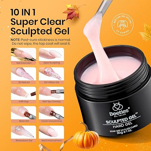 Miniatura 10 de Beetles - Gel constructor para uñas, gel de escultura de 2.16 oz (60 g), gel duro con doble lápiz de uñas para engrosar las uñas, gel de extensión
