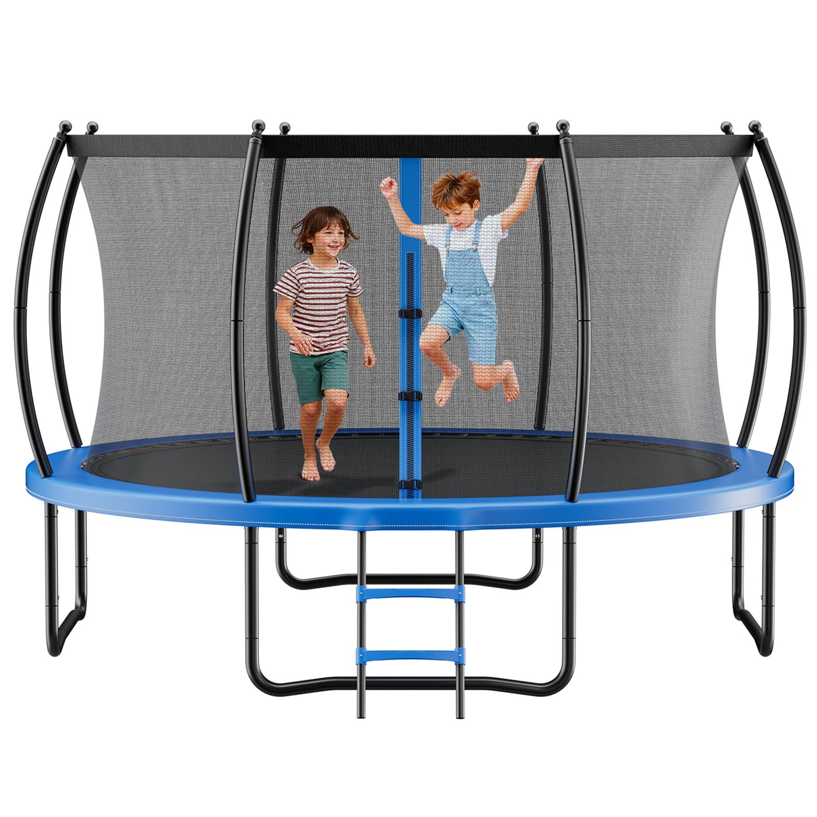 VEVOR Outdoor Trampolin Bodentrampolin 305 x 305 cm mit Sicherheitsnetz & verdickter Polsterung, ASTM-geprüft, Hochleistungstrampolin, max. 150 kg belastbares Gartentrampolin für Kinder