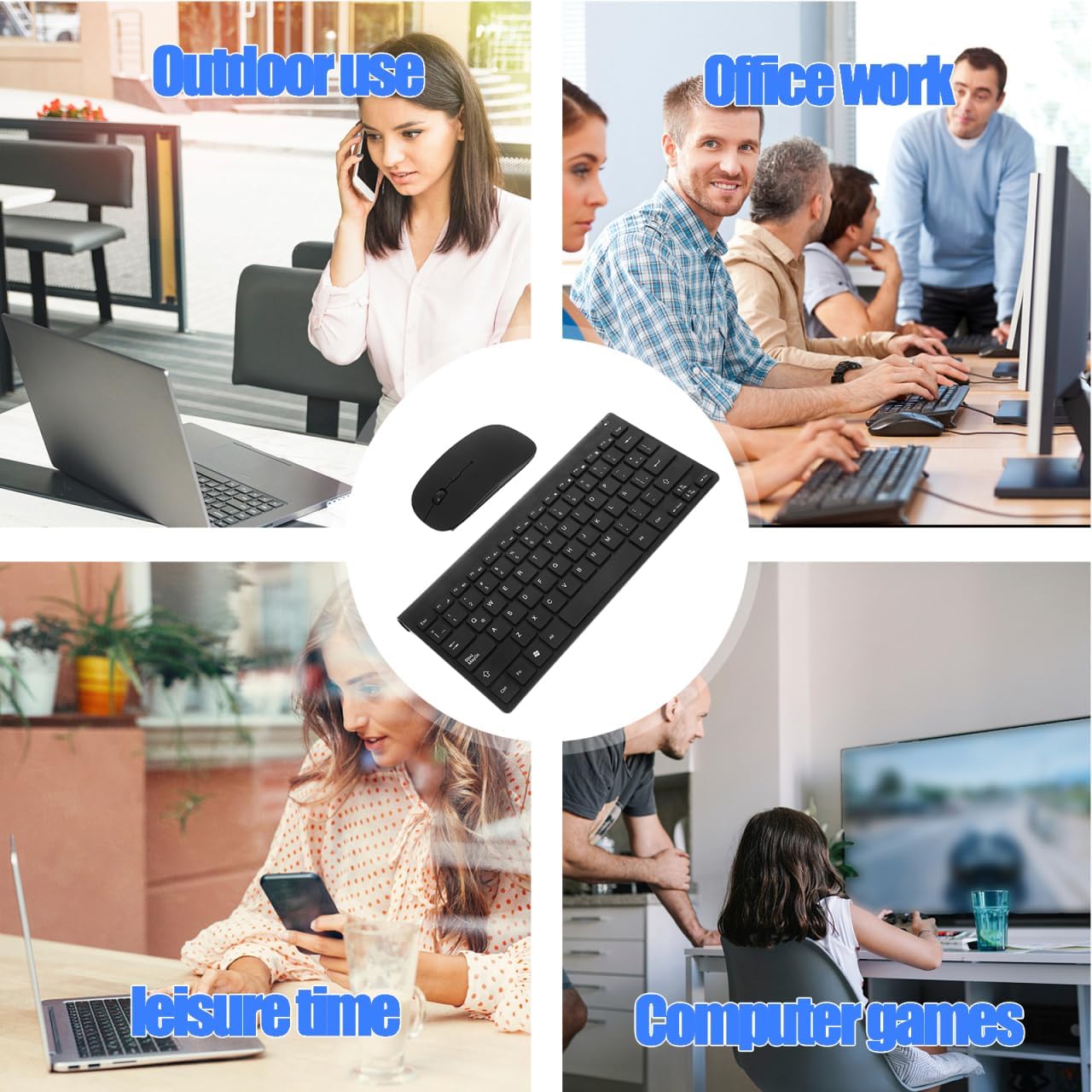 Mikinona Keyboard and Mouse Combo Latin Spanish Layout Resin Material Cordless Computer Keyboard with Mouse for Typing and Study