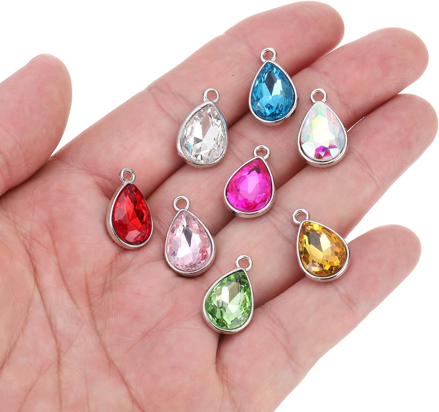 MECCANIXITY 20PCS 12x20mm Alloy Glass Crystal Teardrop Charm Jewelry Making Charm for Necklaces, Bracelets, Earrings - Image 3