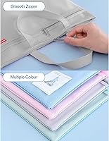 Vista 4 de Calculadora de escritorio de bolsillo de tamaño pequeño y bolsa de archivos impermeable de doble bolsillo grande con asa