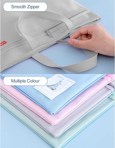 Miniatura 4 de Pendancy Paquete de bolsa de malla con cremallera, 5 carpetas de archivos de nailon ligeras de tamaño A4 + tamaño A4 grande doble bolsillo