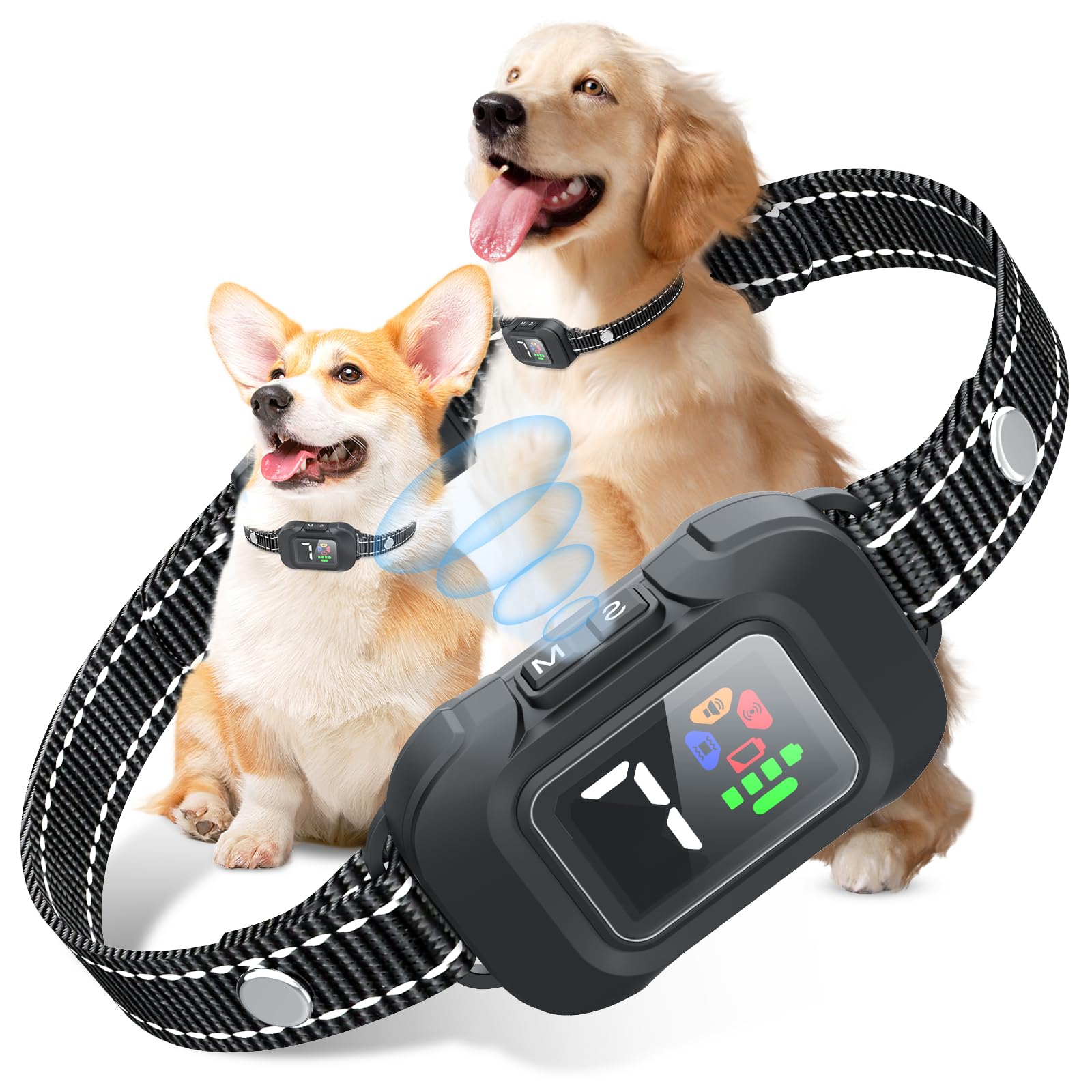 Anti Bark Collars for Dogs,Rechargeable Dog Barking Collar,Beep & Vibration & Ultrasonic,7 Adjustable Sensitivity,Smart Trigger and Protection,Quick Charge,Fits Small Medium Large Dogs
