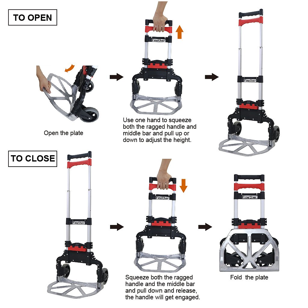 Cart Aluminum Folding 2Wheel Hand Cart Lightweight Portable Hand Truck/Dolly with
