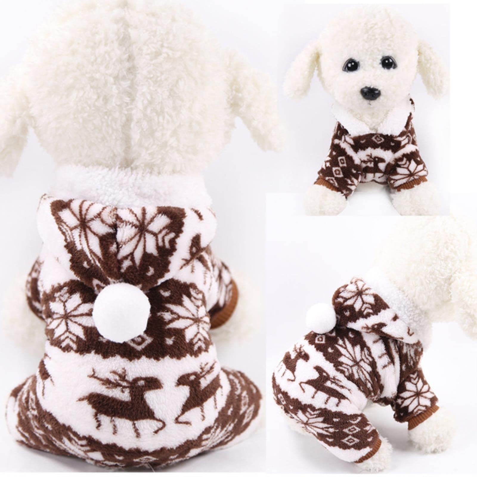 Manteau pour chien en polaire marron marron pyjama combinaison d'hiver taille M