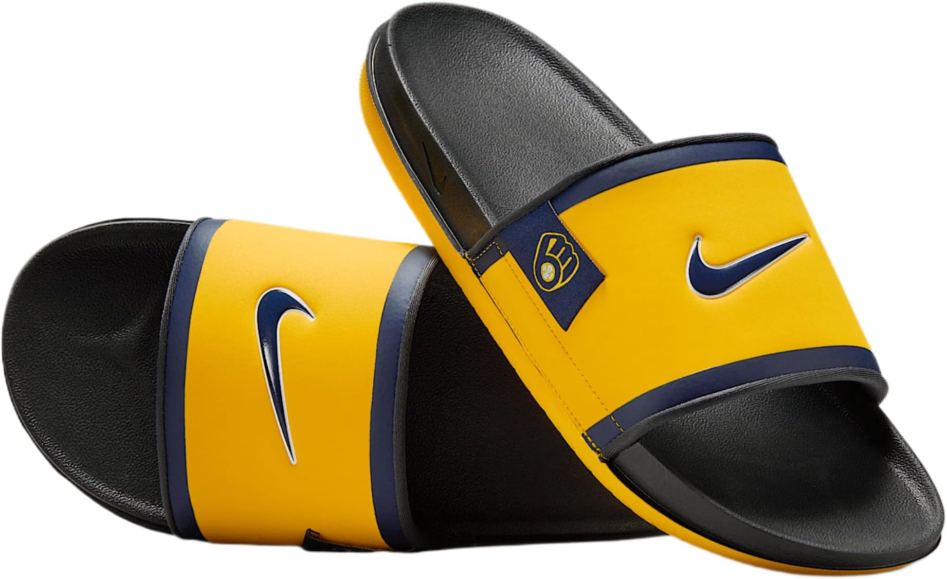 Offcourt (Milwaukee Brewers) Slides (Amarillo/Dark Smoke Grey/Midnight Navy) Size 12