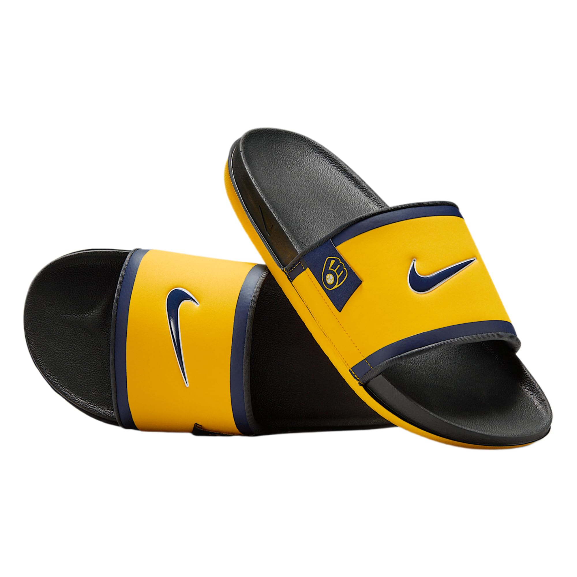 Nike Offcourt (Milwaukee Brewers) Slides (Amarillo/Dark Smoke Grey/Midnight Navy) Size 9