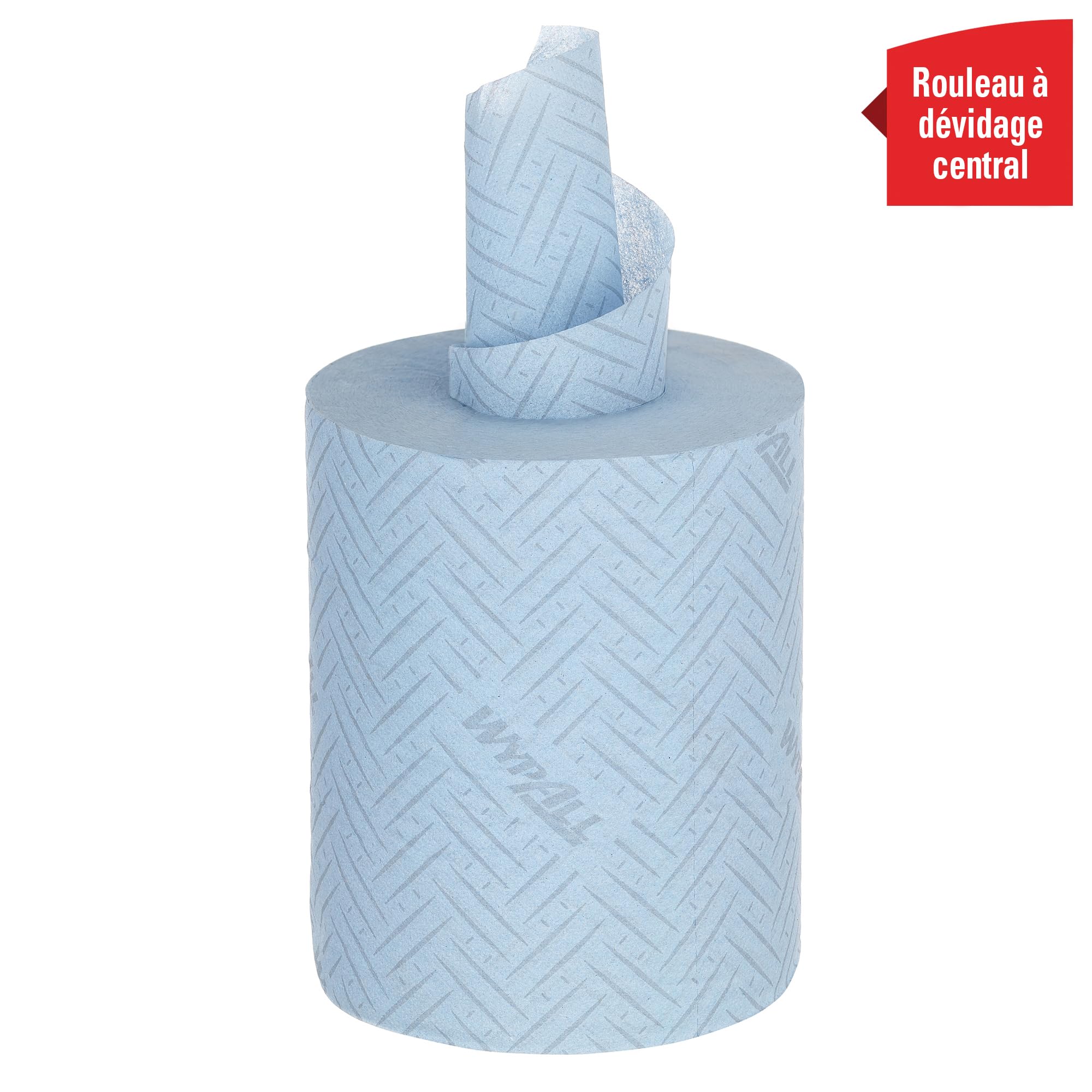 WypAll® L10 Essuyeurs Bleu 6223, Rouleaux à Dévidage Central 1 Épaisseur pour Hygiène Alimentaire, 6 Rouleaux x 430 Feuilles Gaufrées (2 580 Feuilles au Total)