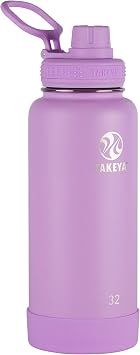Takeya Actives Insulated Stainless Steel Water Bottle with Spout Lid, 32 Ounce, Blush & Actives Insulated Stainless Steel Water Bottle with Spout Lid, 32 Ounce, Lilac