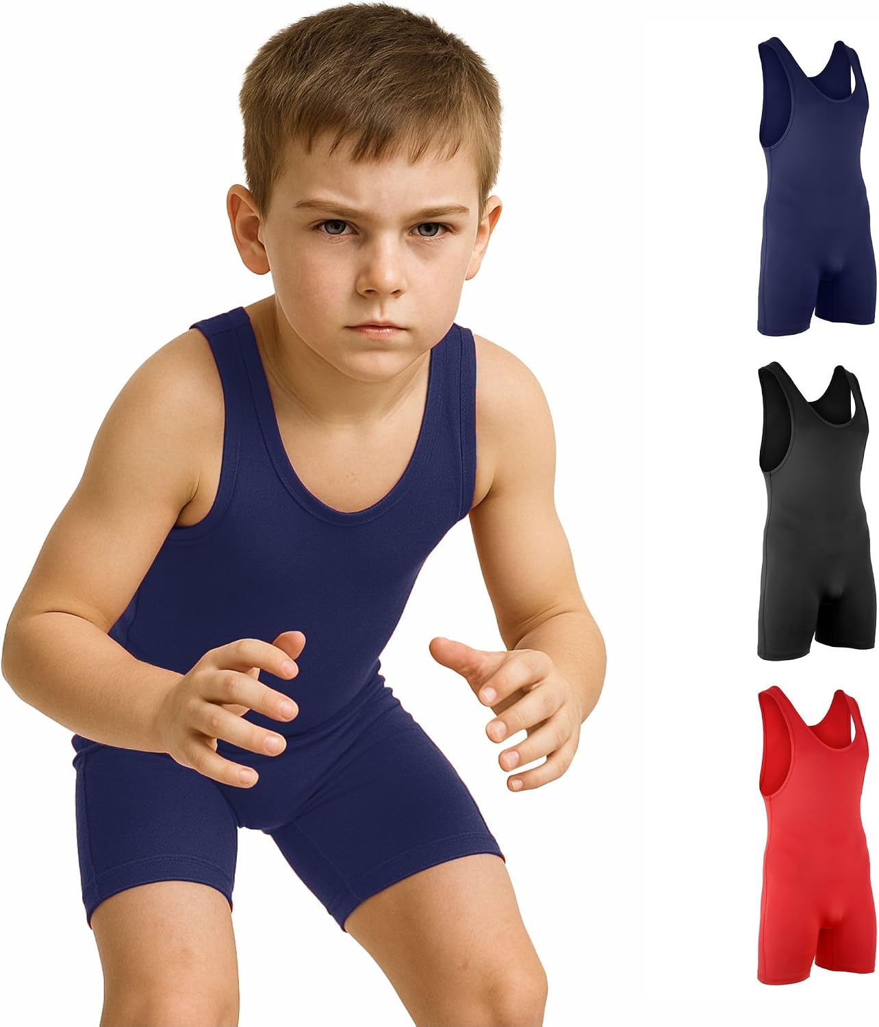 ROAR-INT Kids Wrestling Singlet Powerlifting Singlet Youth Wrestling Singlet Kids Gym Bodywear Uniform Suit