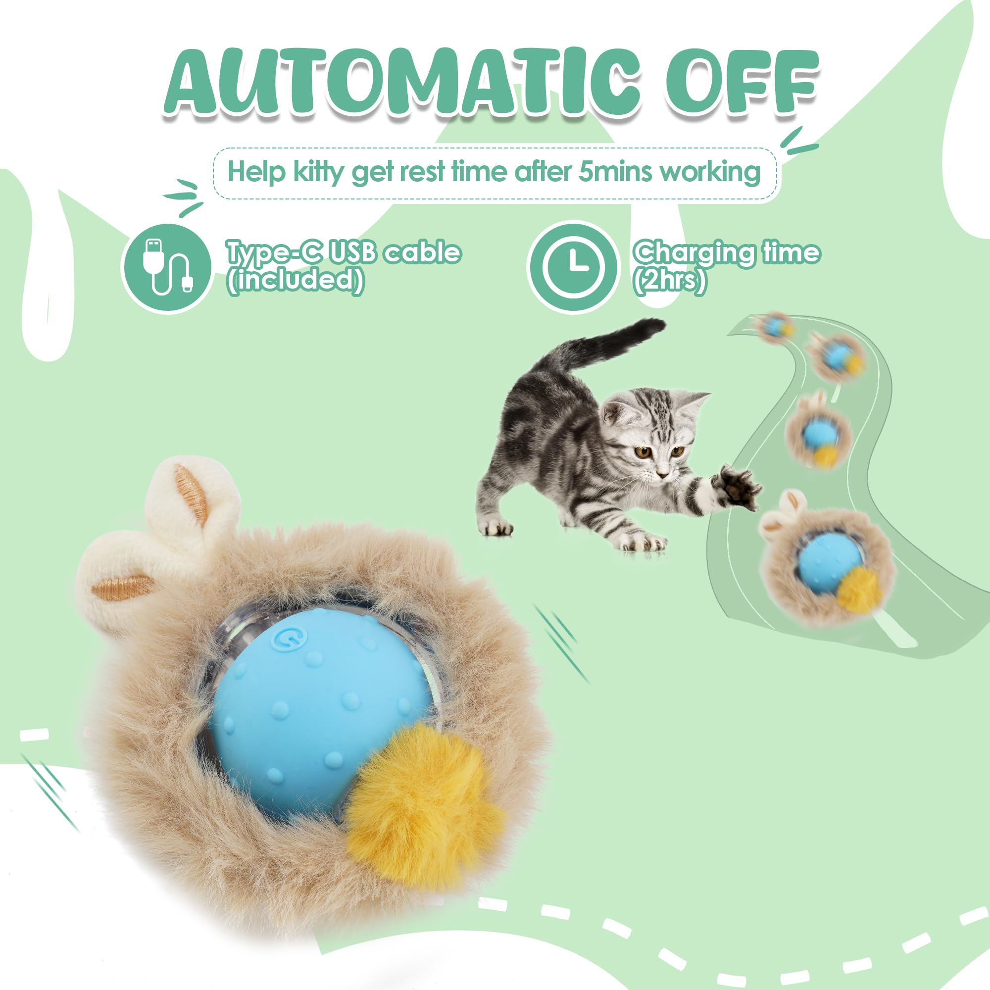Juguetes interactivos para gatos de interior, bola inteligente recargable de pájaros simulados más bolsa de caza 2 en 1, adecuados para gatos adultos aburridos de interior (gatitos)