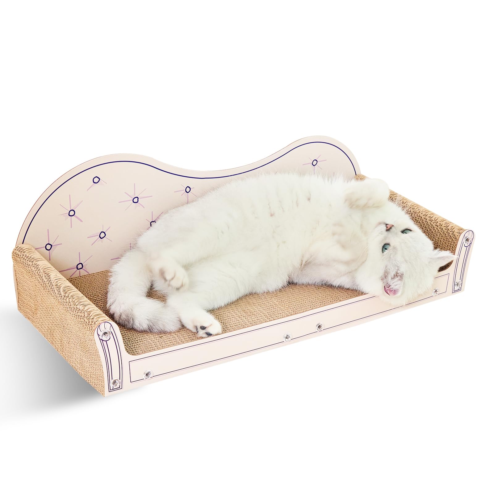 NATUYA Large Cat Scratcher Couch, 66cm Cardboard Cat Sofa Bed