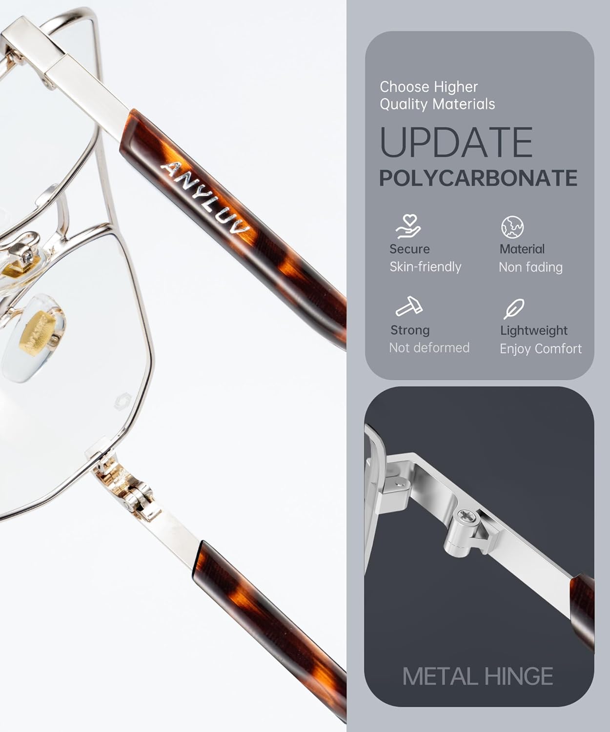 ANYLUV Blue Light Glasses for Woman/Men, Blue Light Blocking Glasses Women Computer Gaming Glasses for Eye Protection