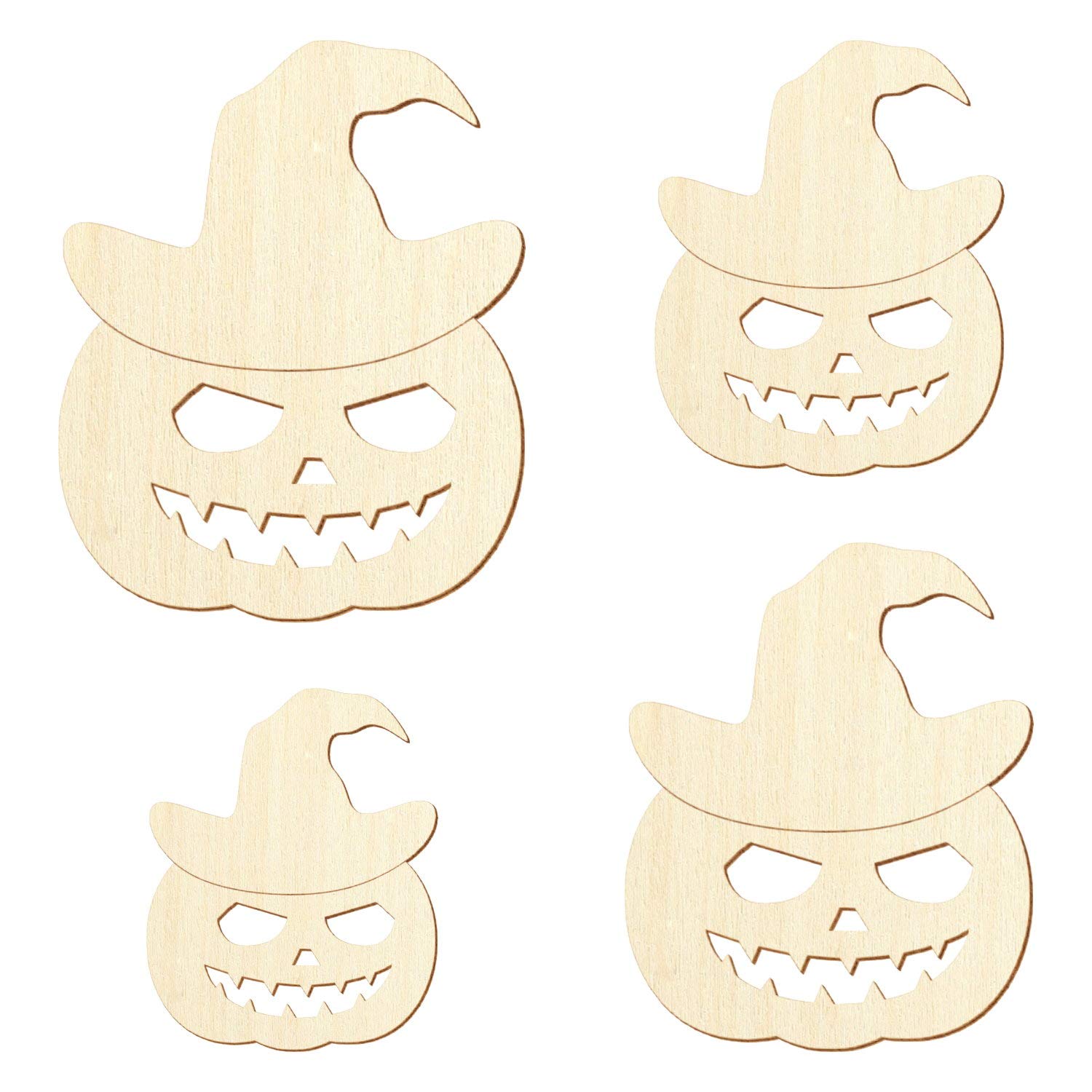 Calabaza de madera para Halloween con sombrero V2, decoración artesanal, 5-50 cm, paquete con 50 unidades, altura: 40 cm