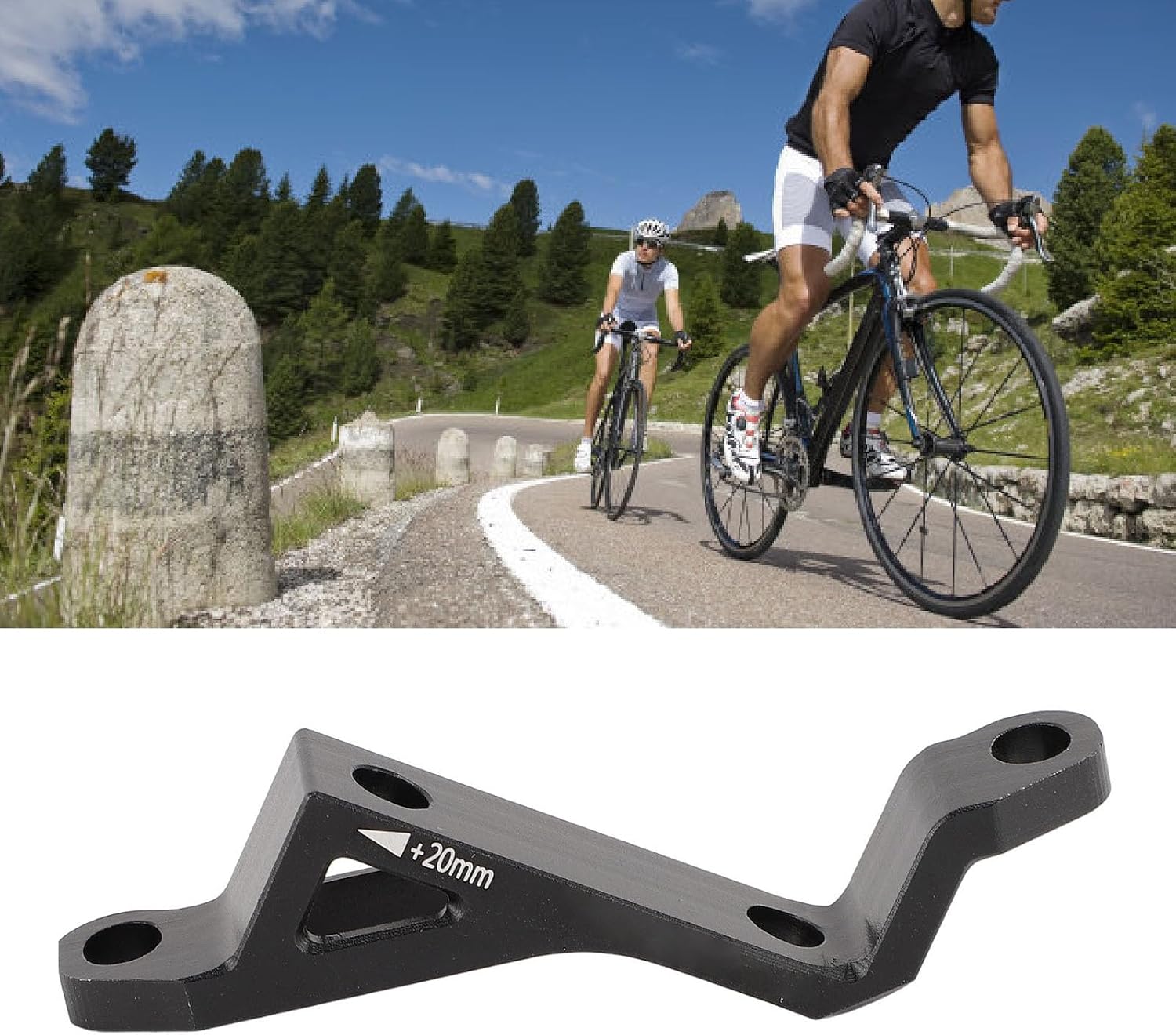 Disc Brake Adapter, Aluminum Alloy Lightweight Durable Flat Mount to Post Mount Converter 74mm to 34mm Black for 160mm 180mm Disc Brakes on Mountain Road Hybrid Bikes