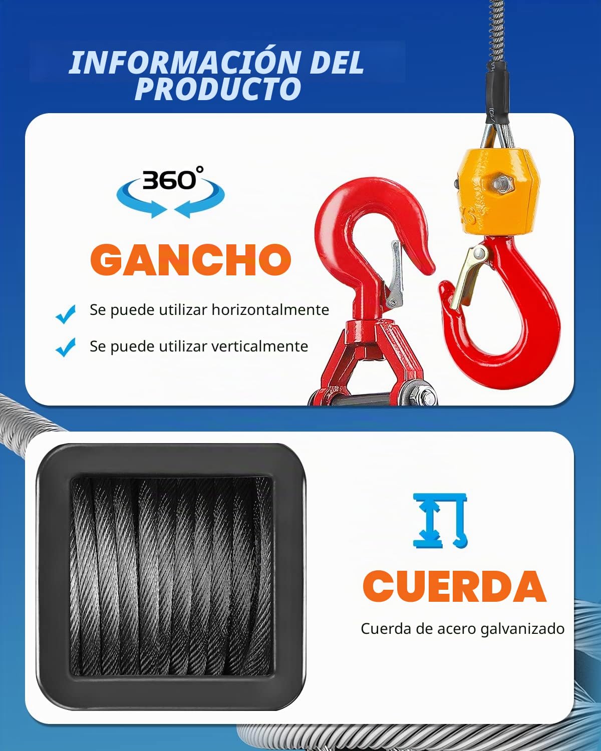 NEWTRY Polipasto Eléctrico Grúa Eléctrica de Elevación de 300kg, 1500 W, Control Remoto Inalámbrico, Elevador eléctrico con Protección de Sobrecarga