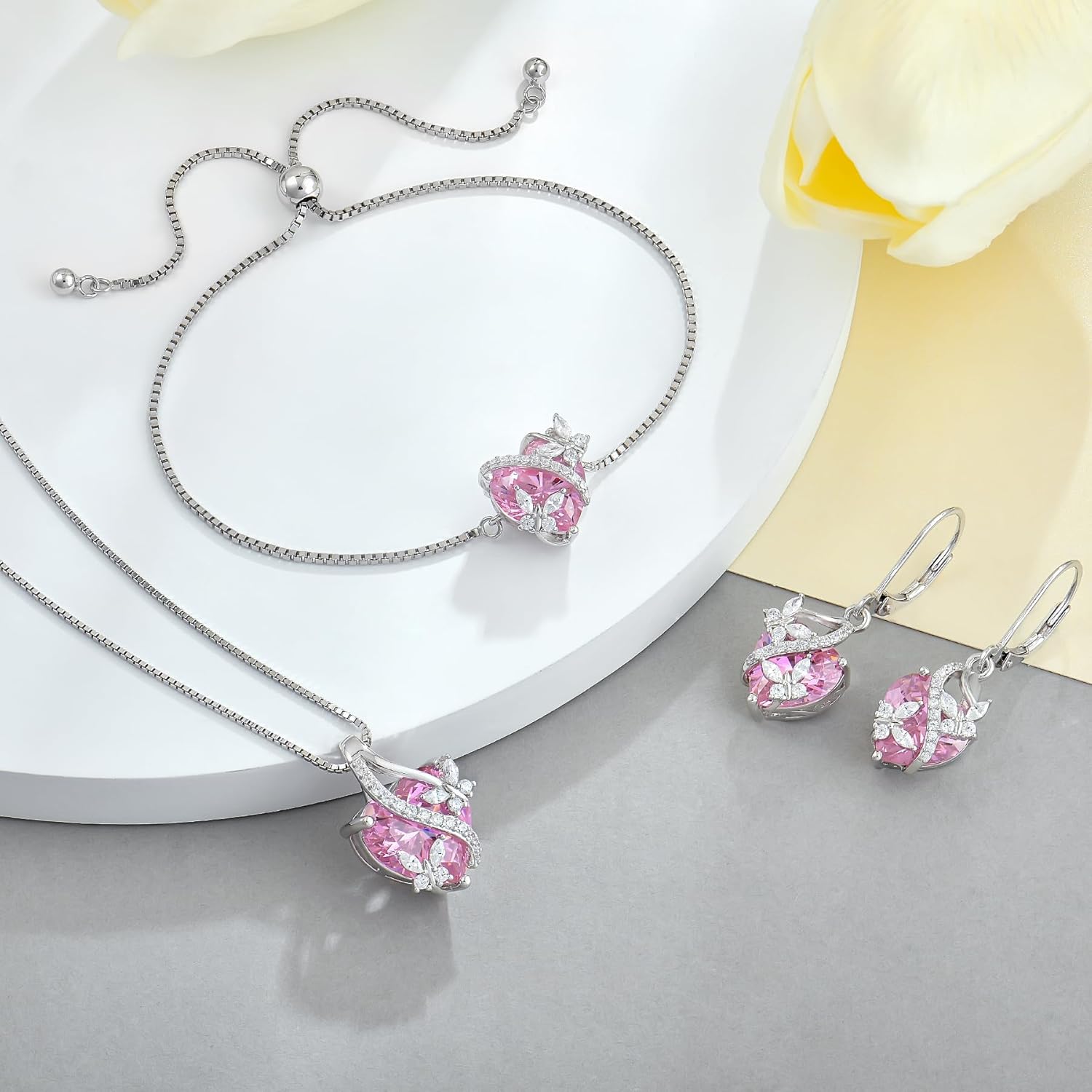 Butterfly Bracelet for Women Sterling Silver Heart Jewelry Birthstone Charm Link Bracelet - Image 5