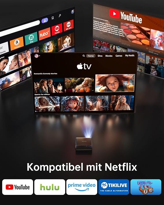 TOPTRO Smart Beamer Kompatibel mit Netflix 20W Dolby Audio 1200ANSI