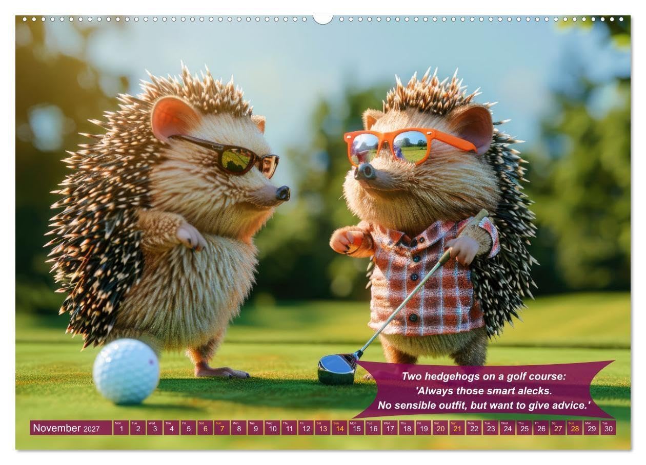 Funny charming animals as golf players (High Quality Premium Wall Calendar 2027 DIN A2 landscape),CALVENDO 12 Month Wall Calendar: Enjoy funny animals in golfer's poses