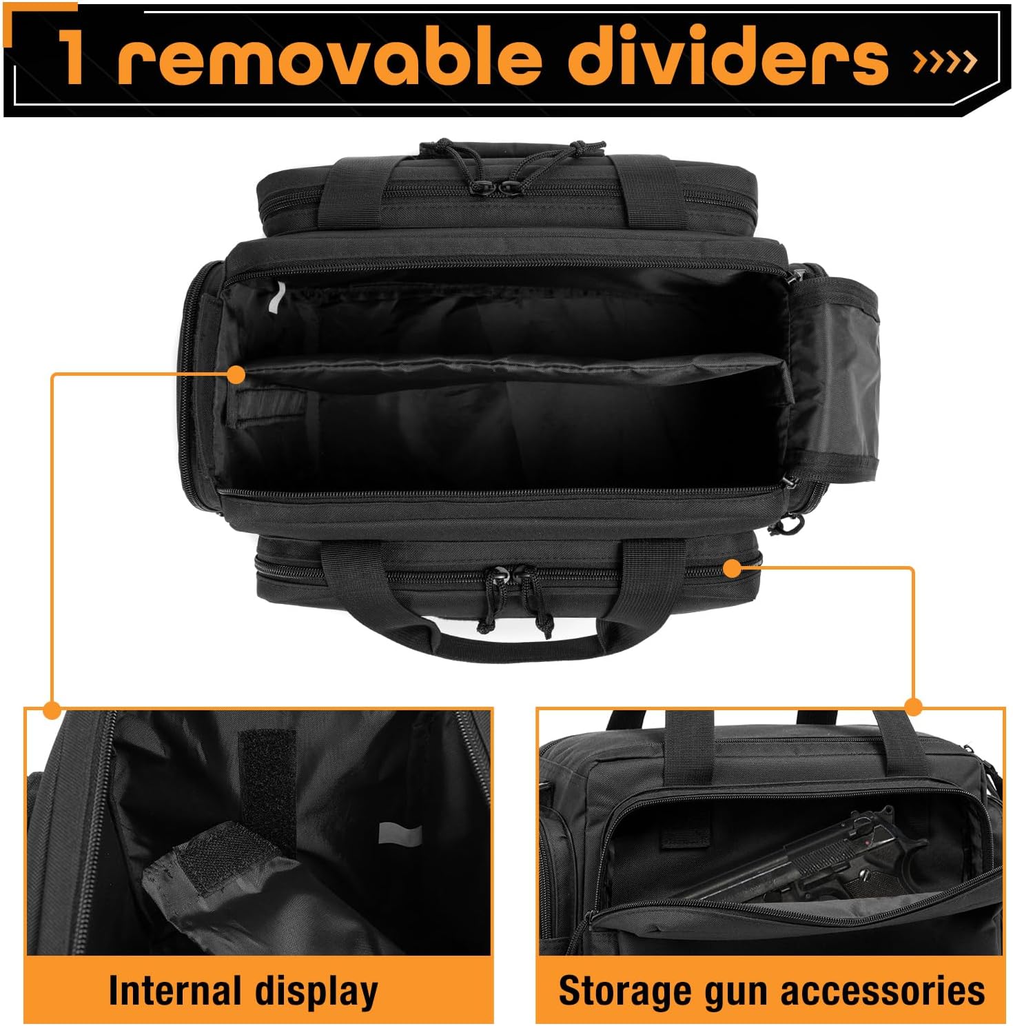 Range Bag - Tactical Gun Bag for Handguns, Pistols and Ammo. Padded Shooting Duffle Bag for Hunting, Sport