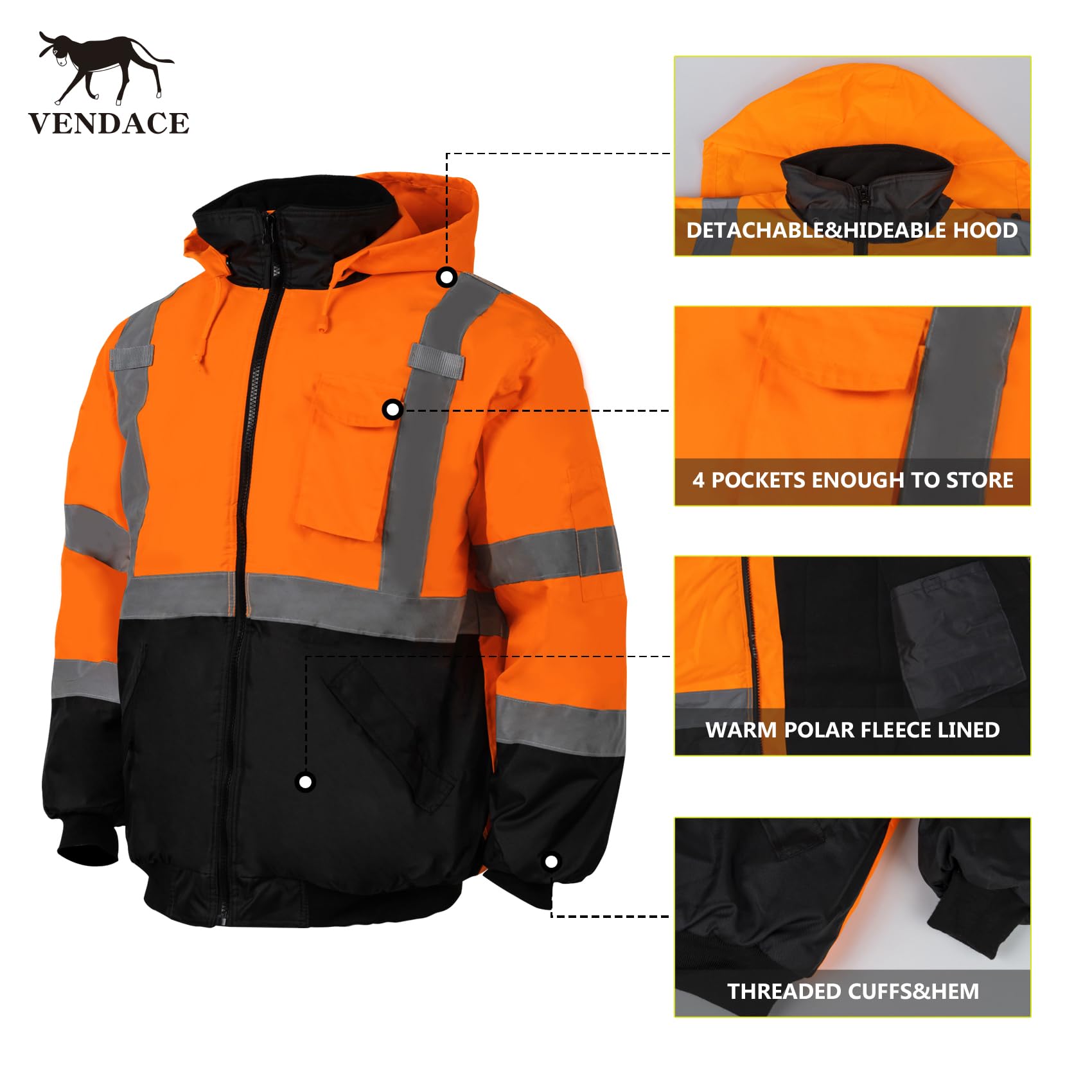 Snapklik.com : VENDACE High Visibility Reflective Safety Jackets For ...