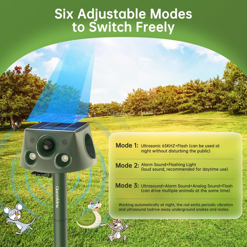 Répulsif Chat Extérieur, Repulsif Ultrason Chat, Solaire Ultrason Anti Chat Chien, Charge de Solaire, Répulsif Chat Chien Jardin pour Chats, Pigeon, Oiseaux, Renard, Rat, 3 Modes