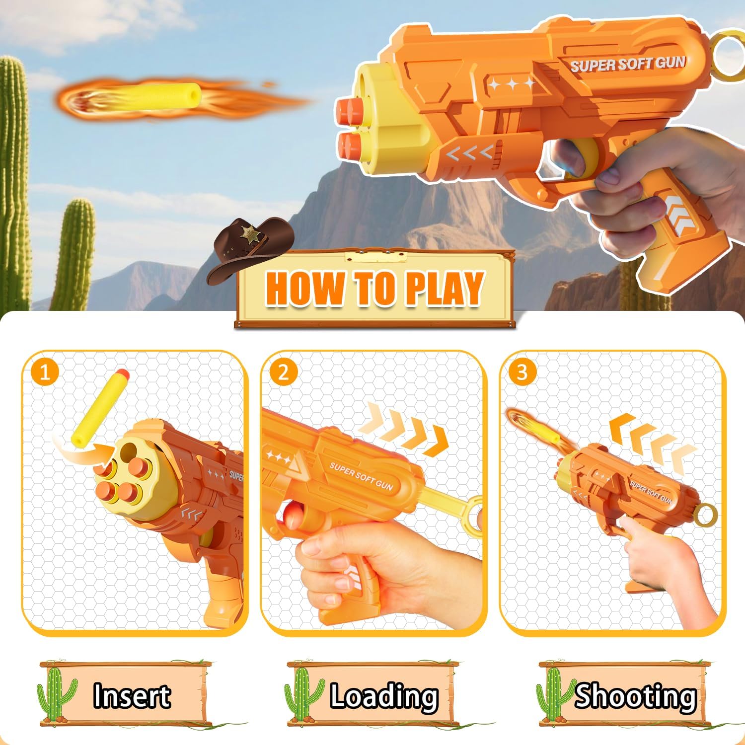 Shooting Game Toys for Ages 3 4 5 6 7 8 9 10+ Year Old Boy, Digital Shooting Target with 40 Soft Foam Dart and 2 Toy Guns Indoor Outdoor Sports Games Birthday Xmas Easter Gifts Toys for Kids 5-7 8-12 Yellow image 6 of 10 B0DRCL7XC5