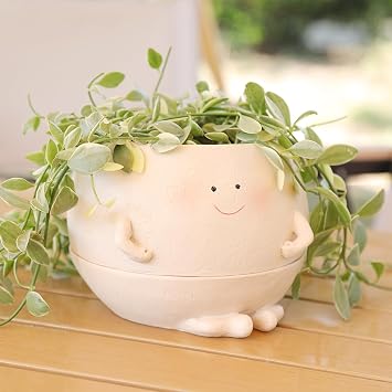 Smiley Face Self Watering Planter Pots for Indoor Outdoor Plant with Drainage Hole, Cheerful Kids Face Planters Pots Lovely Gift for Mothers Day, Christmas