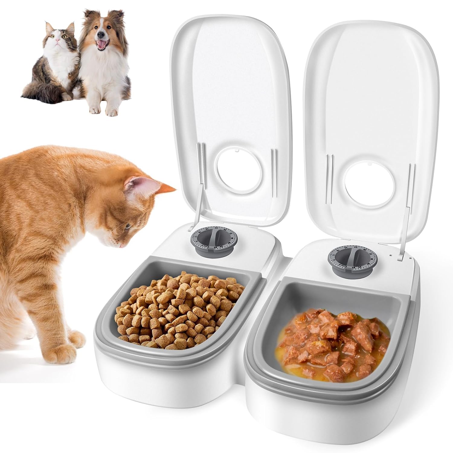 Automatic Cat Feeder, TGKYK 2PCS Cat Automatic Feeder with 48H Timer, 700ML Automatic Pet Feeder, Cat Food Timer Dispenser...