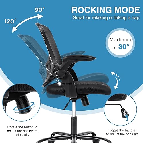 Miniatura 6 de Silla de oficina silla ergonómica de oficina silla de computadora silla de escritorio de malla para oficina en casa con reposabrazos abatibles silla